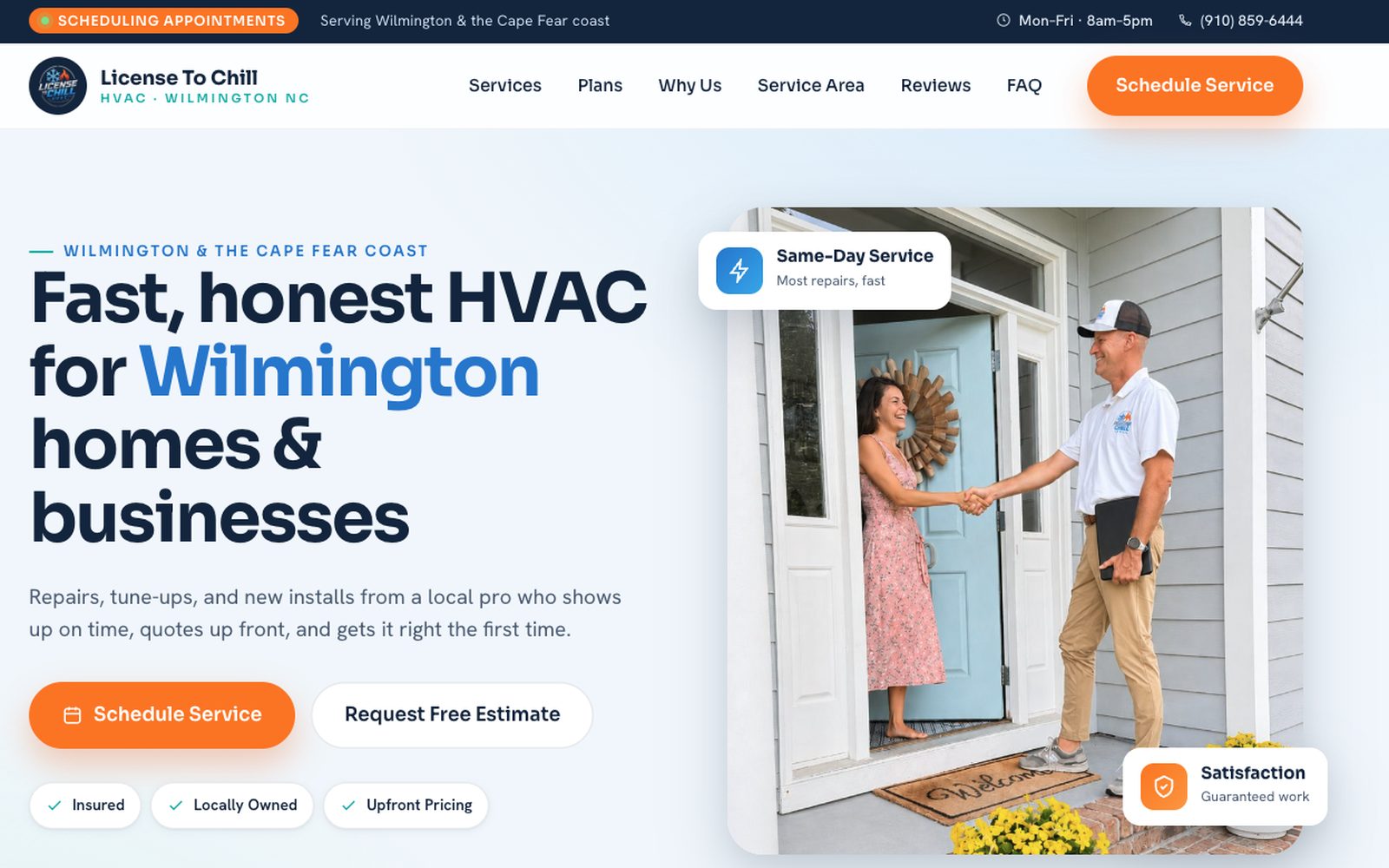 License To Chill HVAC homepage built by VeroWeb Co.