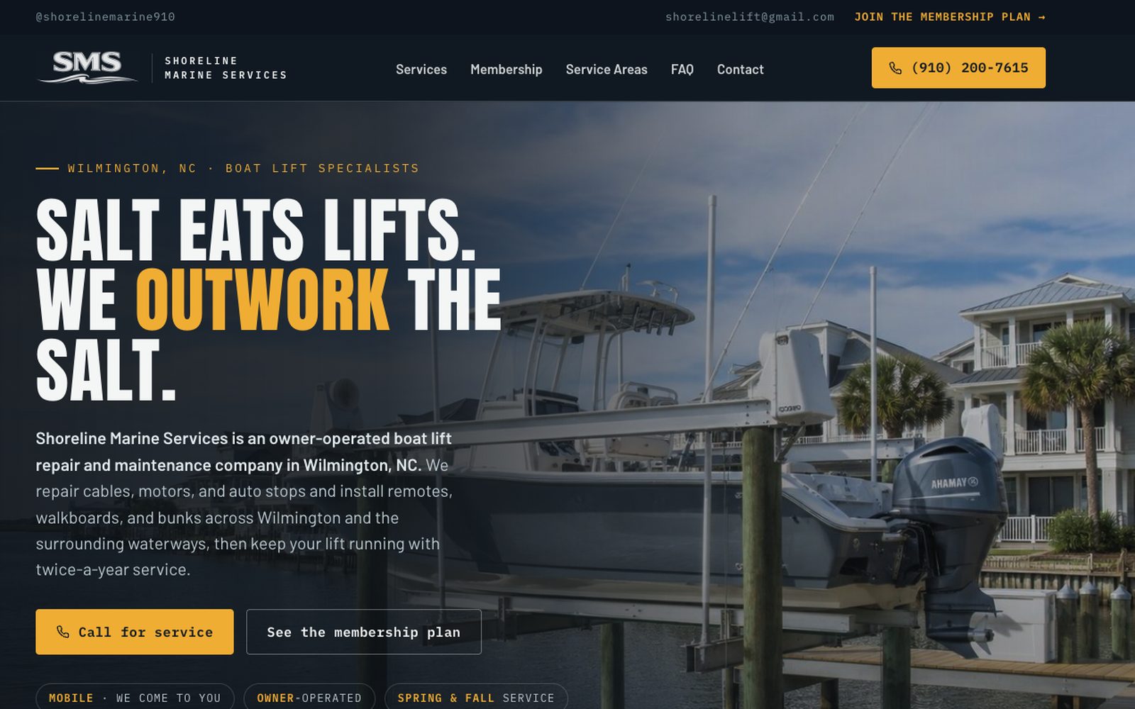 Shoreline Marine Services homepage built by VeroWeb Co.